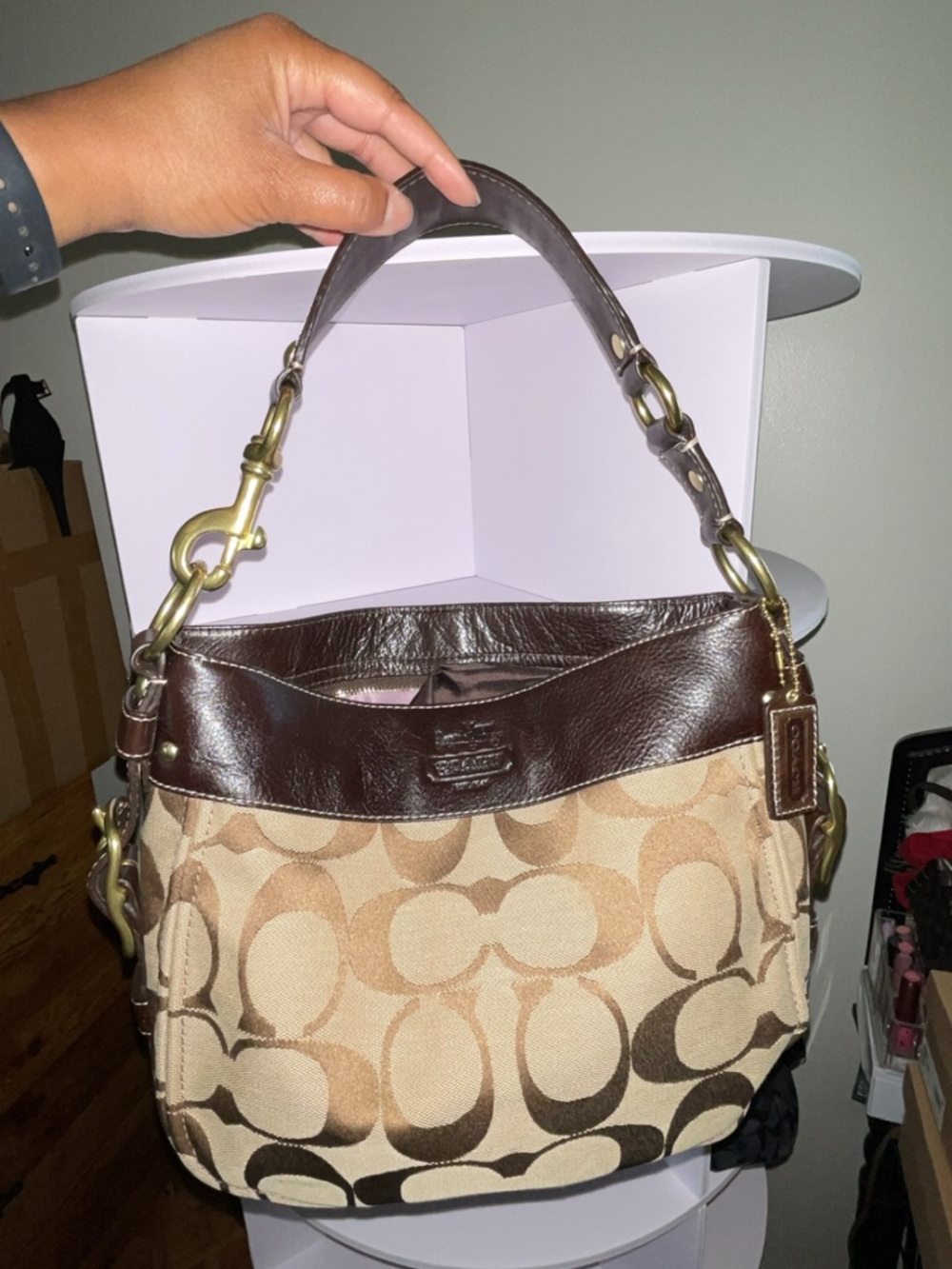 Coach Brown Signature Canvas Shoulder Bag - Picture 3 of 5